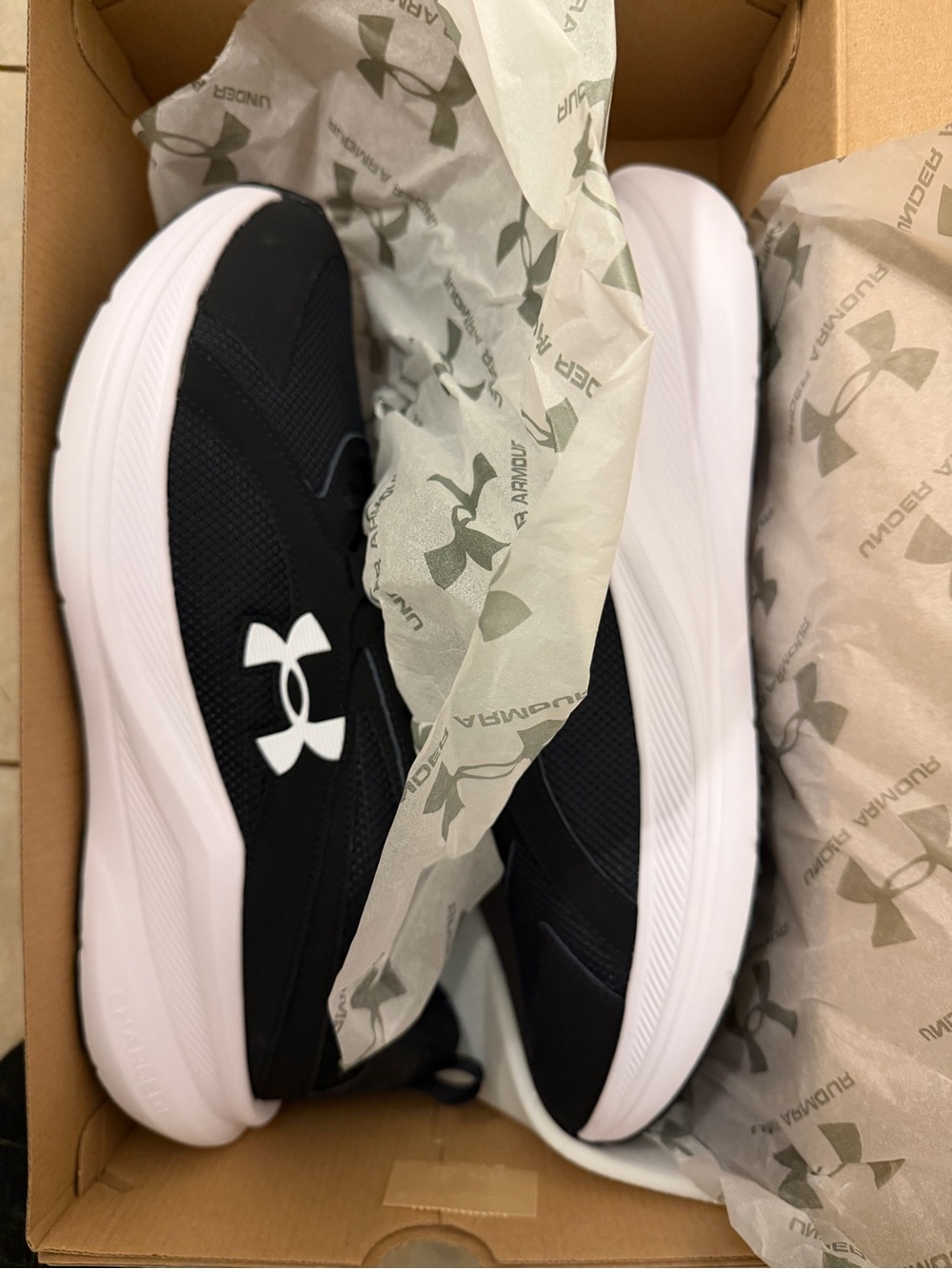 Under Armour Black and White Men's Athletic Running Shoes